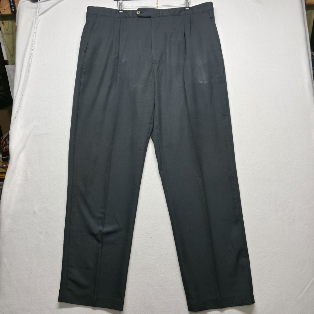 Sansabelt Men's Gray Pleated Dress Slacks Size 44X34.5